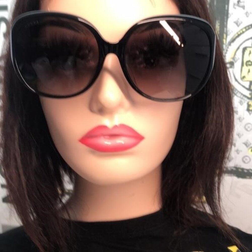 New Authentic Gucci Black Women's Sunglasses GG0080SK 002 - Picture 6 of 11